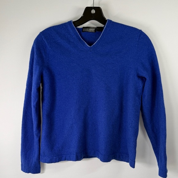 Neiman Marcus Royal Blue Cashmere V-Neck Sweater - Size M - Picture 1 of 8